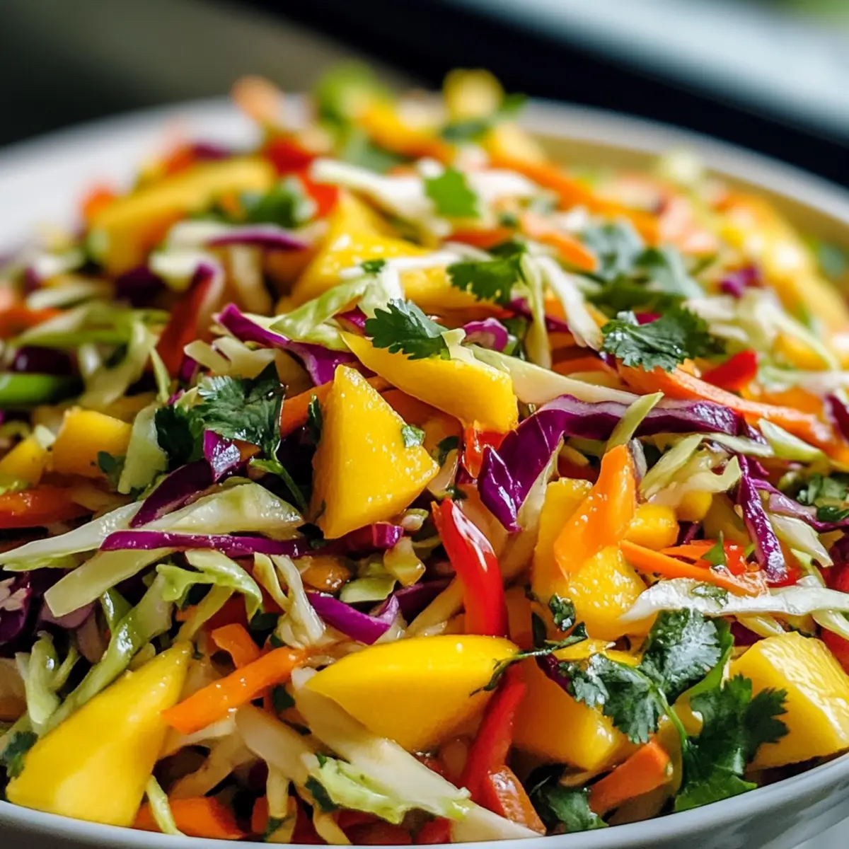 Frischer Süß-saurer Mango-Slaw für Grillabende
